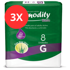 Pack 3 Pañal Comodity Basic G 24u