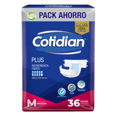 Pañal Adulto Cotidian Plus Pack Ahorro Talla M 36u