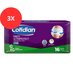 Pack 3 Pañal Calzon Cotidian UltraProtect G/XG 48u