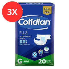 Pack 3 Pañal Adulto Cotidian Plus Talla G 60u