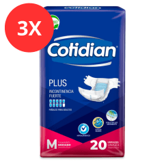 Pack 3 Pañal Adulto Cotidian Plus Talla M 60u