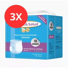 Pack 3 Pañal Familia y Salud Calzón L 30u