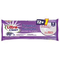 Trapero Húmedo Desinfectante Lavanda Ultra Clean 13u