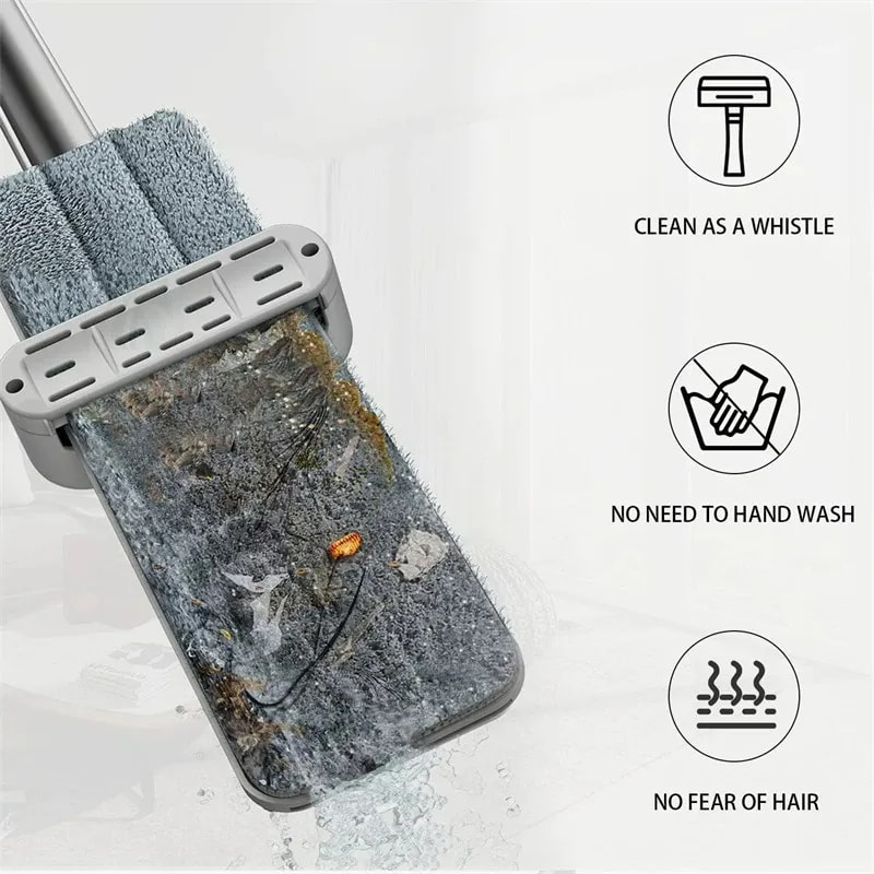 Mopa Plana Giratoria 360° con Mango Ultra Clean Almohadilla Microfibra con Velcro2