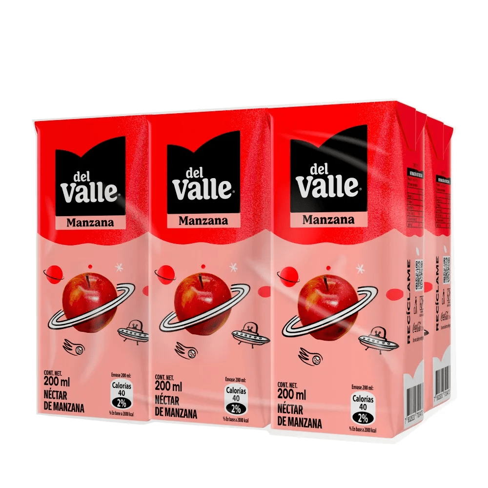 PACK NECTAR DEL VALLE MANZANA 200ML (6 UNID)1