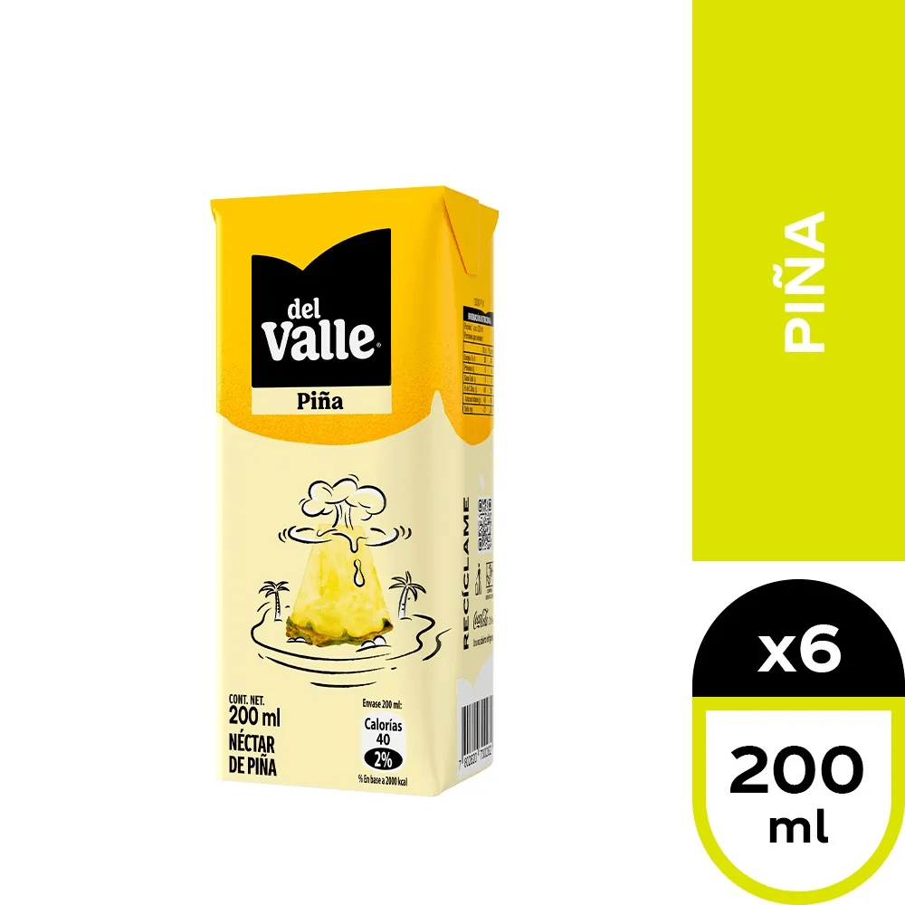 PACK NECTAR DEL VALLE PIÑA 200ML (6 UNID)1