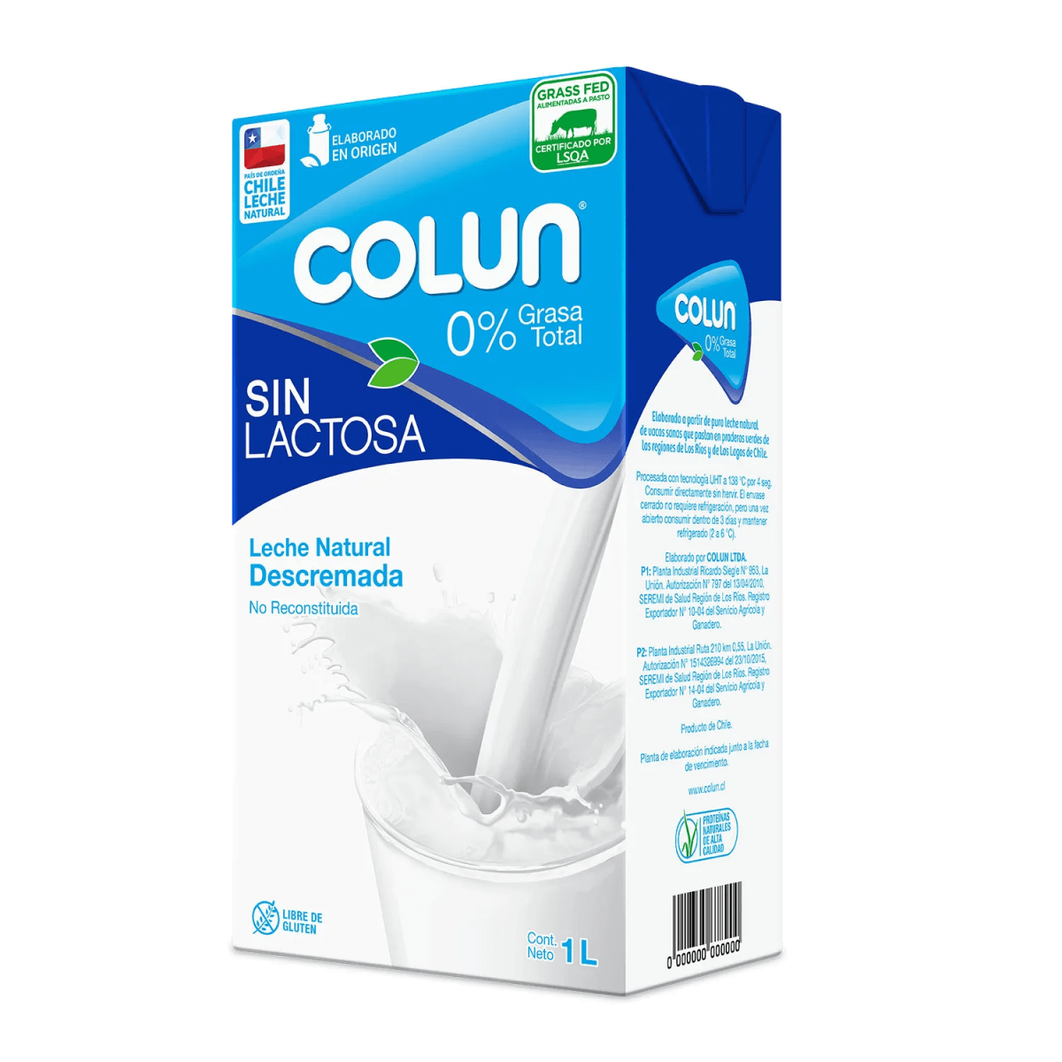 CAJA LECHE DESCREMADA SIN LACTOSA COLUN 1 LT (12 UNID)1