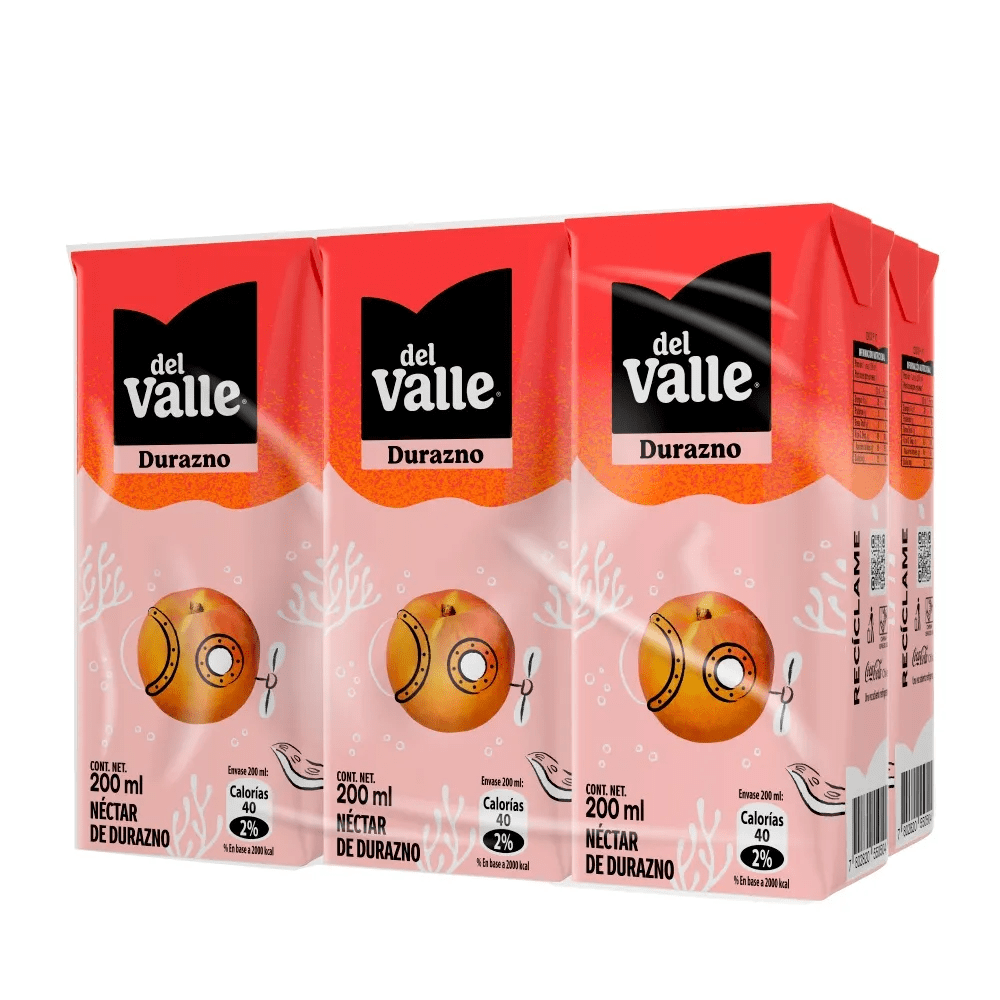 PACK NECTAR DEL VALLE DURAZNO 200ML (6 UNID)1