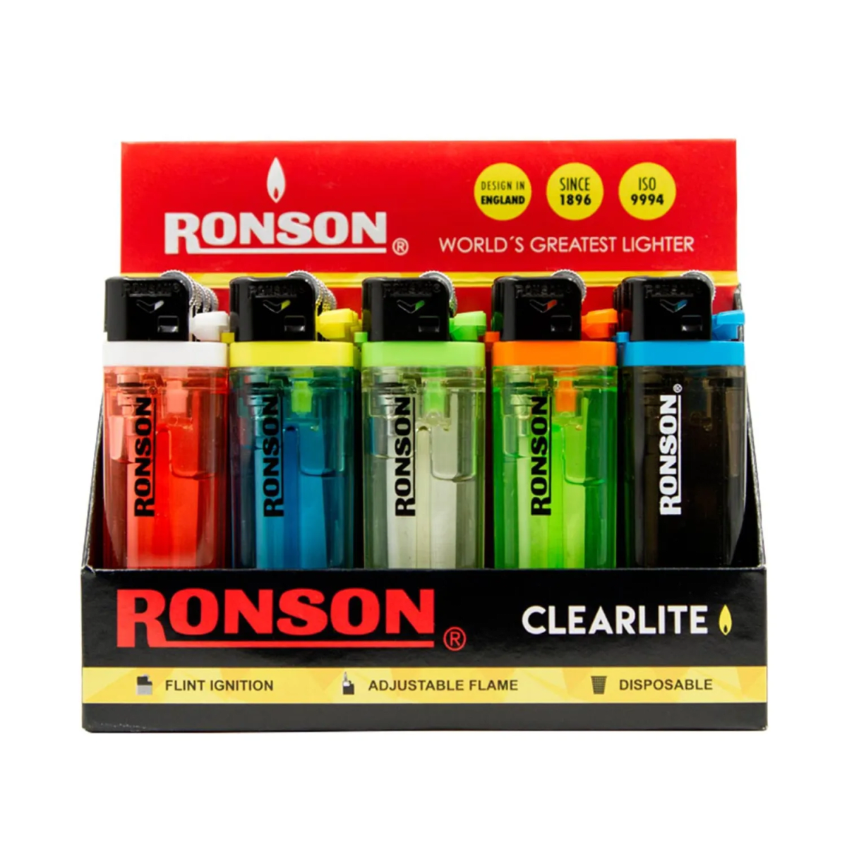 PACK ENCENDEDOR RONSON TRANSPARENTE (20 UNID)1