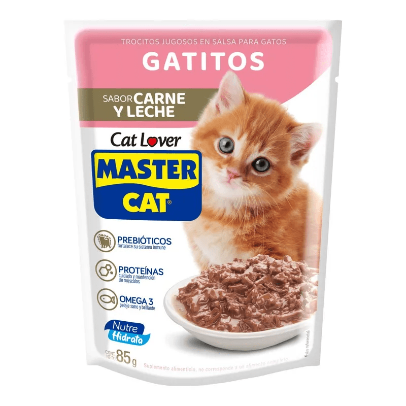 POUCH MASTERCAT GATITOS CARNE Y LECHE 85 G1