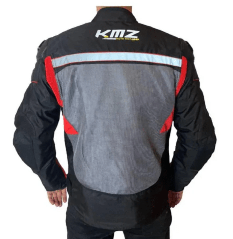 KMZ - CHAQUETA MESH GRIS/ROJO2