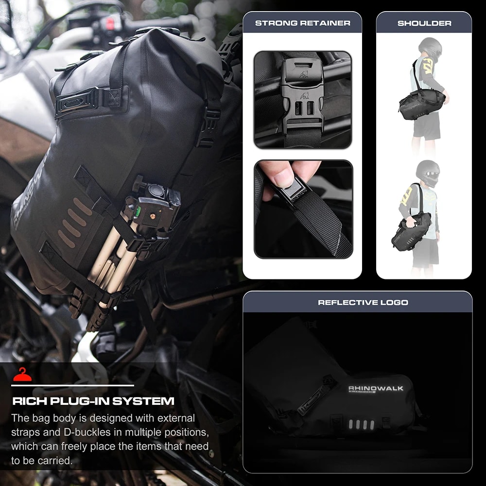 BOLSO  DE ASIENTO TRASERO 28 LT. IMPERMEABLE NEGRO5