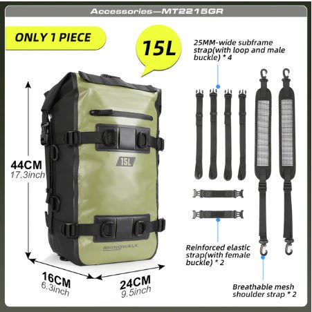 MOCHILA 15 LT . IMPERMEABLE OLIVE 15 L