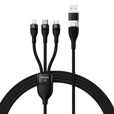 Cable 3 en 2 Tipo-C + USB-A a Tipo-C + Lightning + Micro USB 1.2M Baseus
