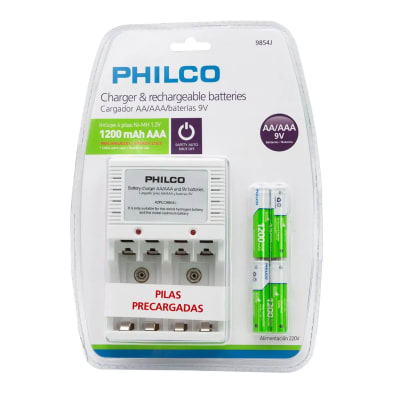 Cargador con 4 Pilas Recargables AAA 1200 mAh Philco1