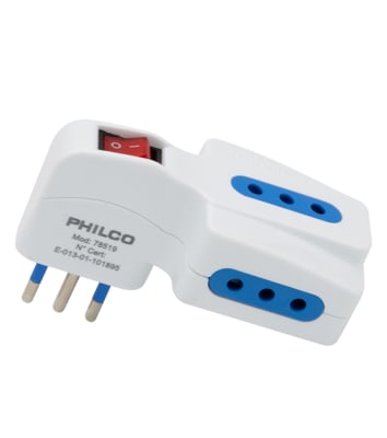 Enchufe Triple con Switch 2P + T 10A 250V Philco