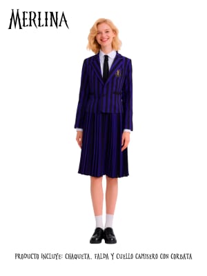 Traje Merlina Escolar Nevermore Morado Halloween