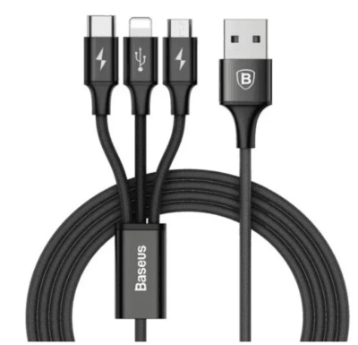Cable de Carga Rápida 3 en 1 - USB-C / Android / iOS 1,2 Metros Baseus