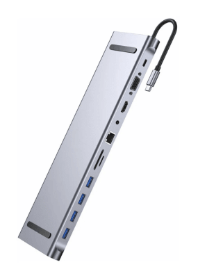 Hub 11 en 1 USB-C - USB-C / HDMI / USB 3.0 / 3x USB 2.0 / AUX 3.5mm / VGA / SD / TF / LAN RJ45 