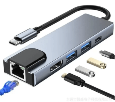 Hub 5 en 1 USB-C - Ethernet / HDMI / 2x USB 3.0 / USB-C