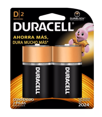 Pilas Alcalinas Tamaño D x 2 Unidades Duracell