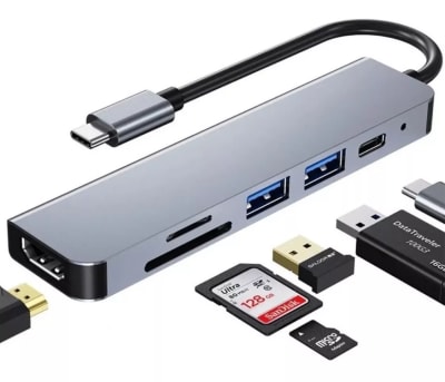 Hub 6 en 1 USB-C - HDMI / 2x USB 3.0 / TF / SD / USB-C
