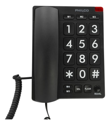Teléfono Fijo Senior Multifunción con Números Grandes Philco