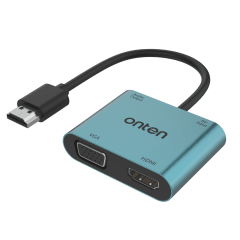 Hub 4 en 1 HDMI a HDMI/VGA/Jack 3,5 mm/USB-C Hembra Onten 0