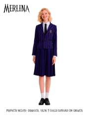 Traje Merlina Escolar Nevermore Morado Halloween 1