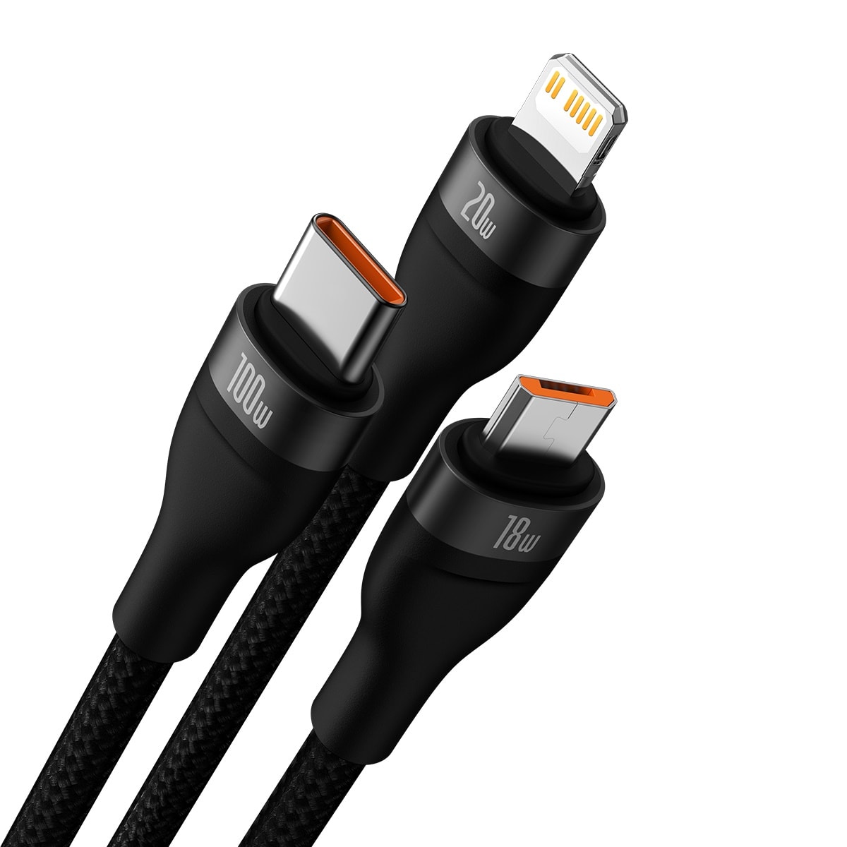Cable 3 en 2 Tipo-C + USB-A a Tipo-C + Lightning + Micro USB 1.2M Baseus2