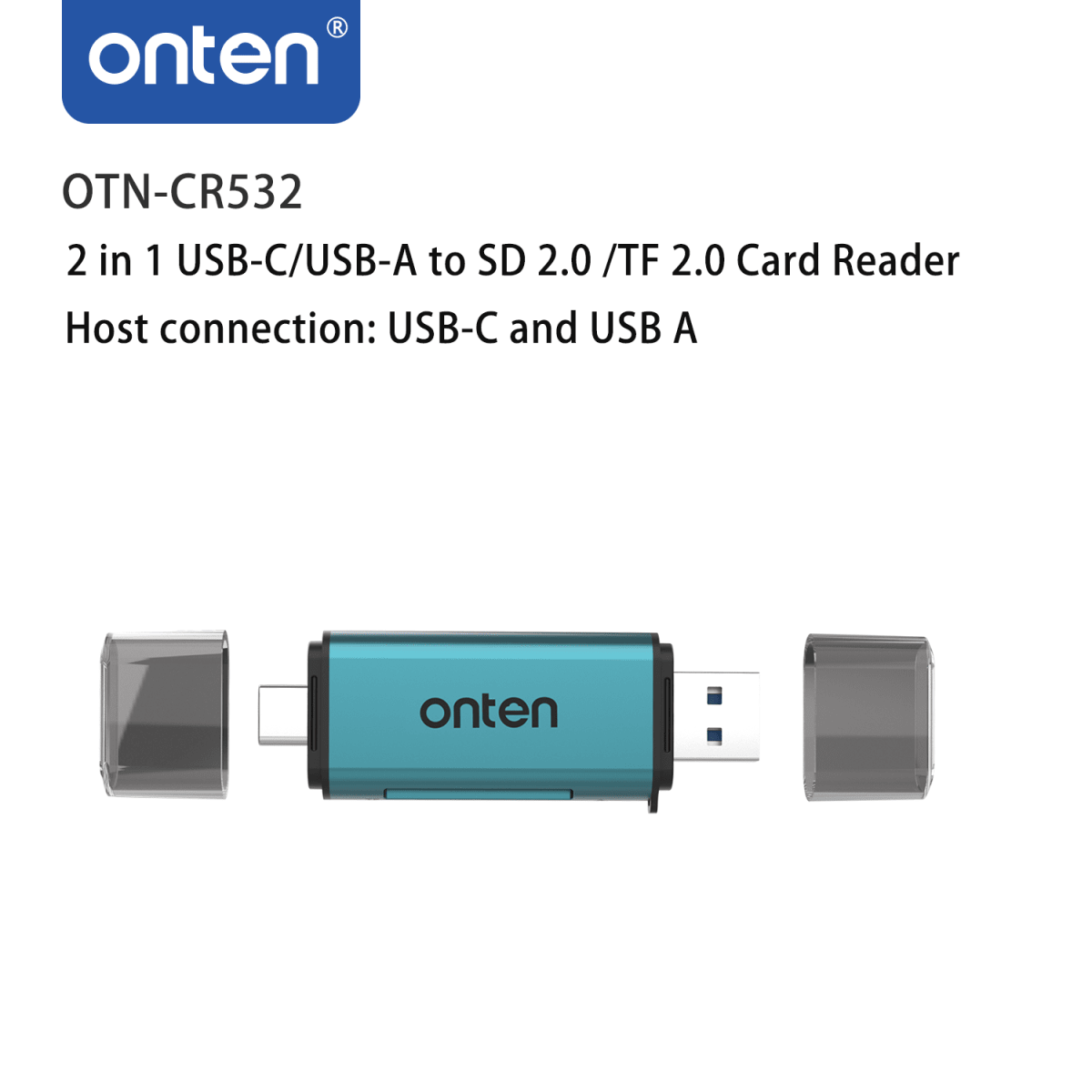 Lector de Tarjetas 2 en 1 USB-A/USB-C a SD 2.0/TF 2.0 Onten3