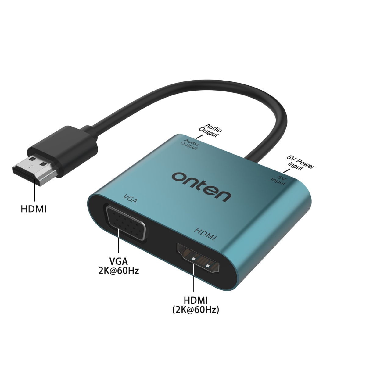 Hub 4 en 1 HDMI a HDMI/VGA/Jack 3,5 mm/USB-C Hembra Onten4