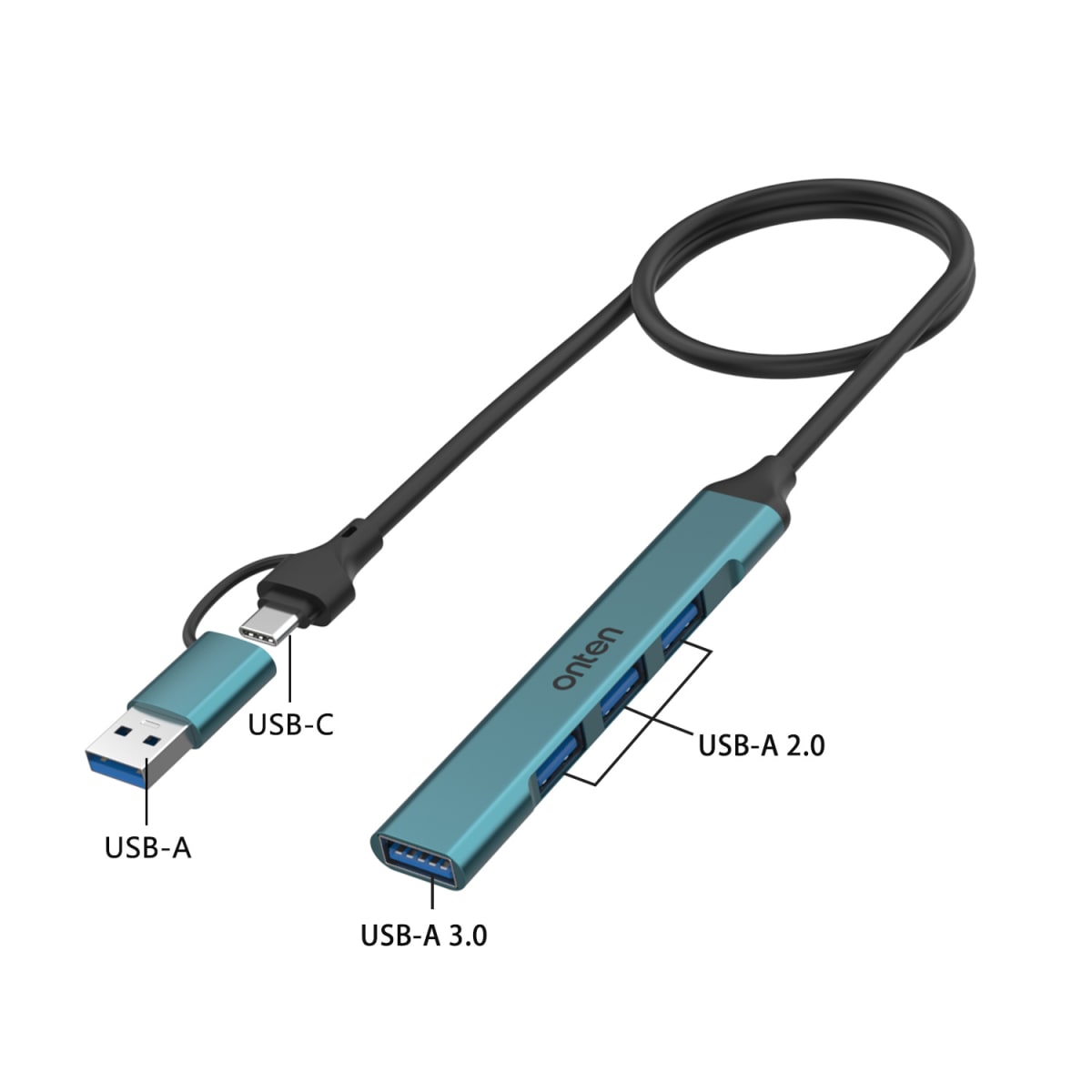 Hub 4 en 2 de 4 Puertos USB Onten4