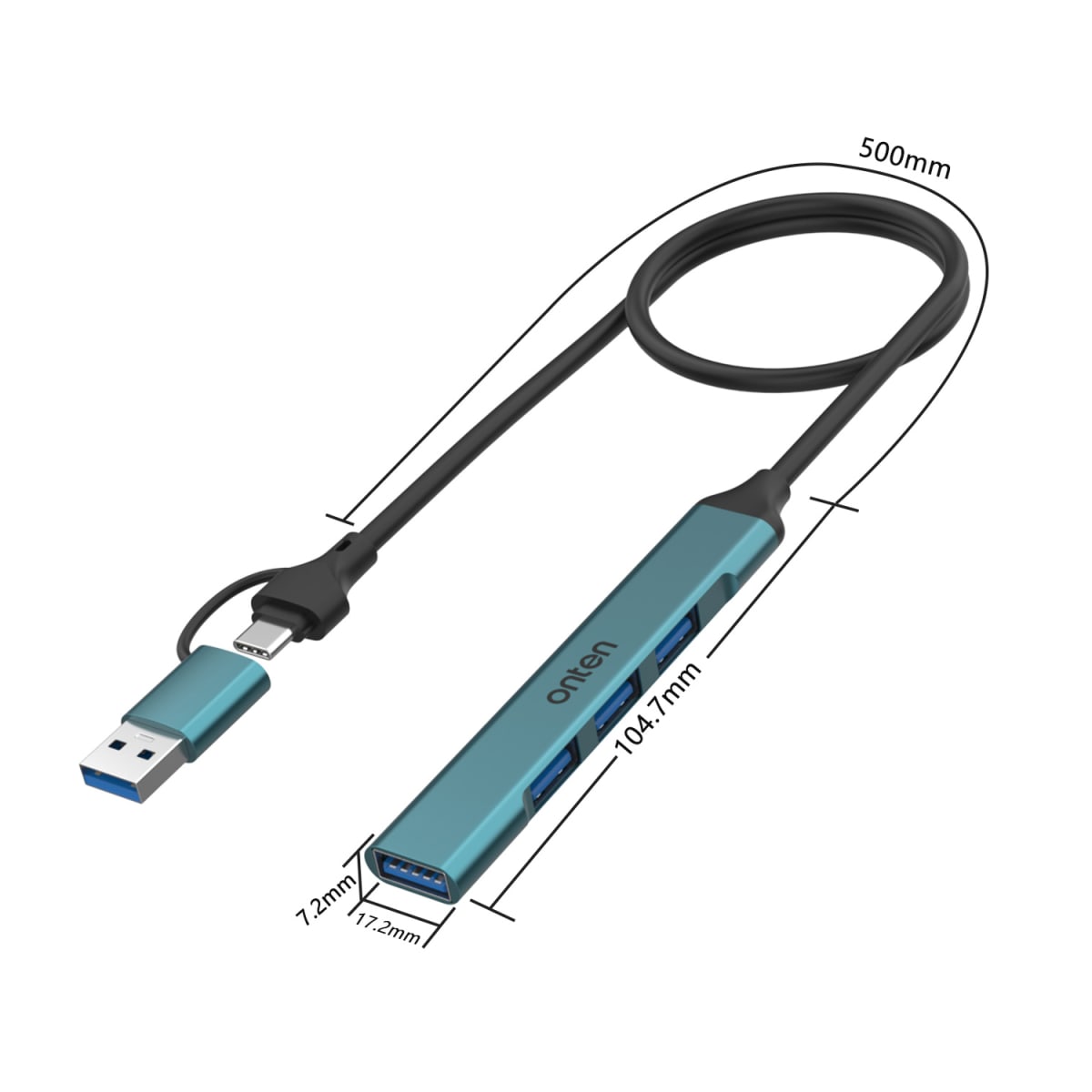 Hub 4 en 2 de 4 Puertos USB Onten5