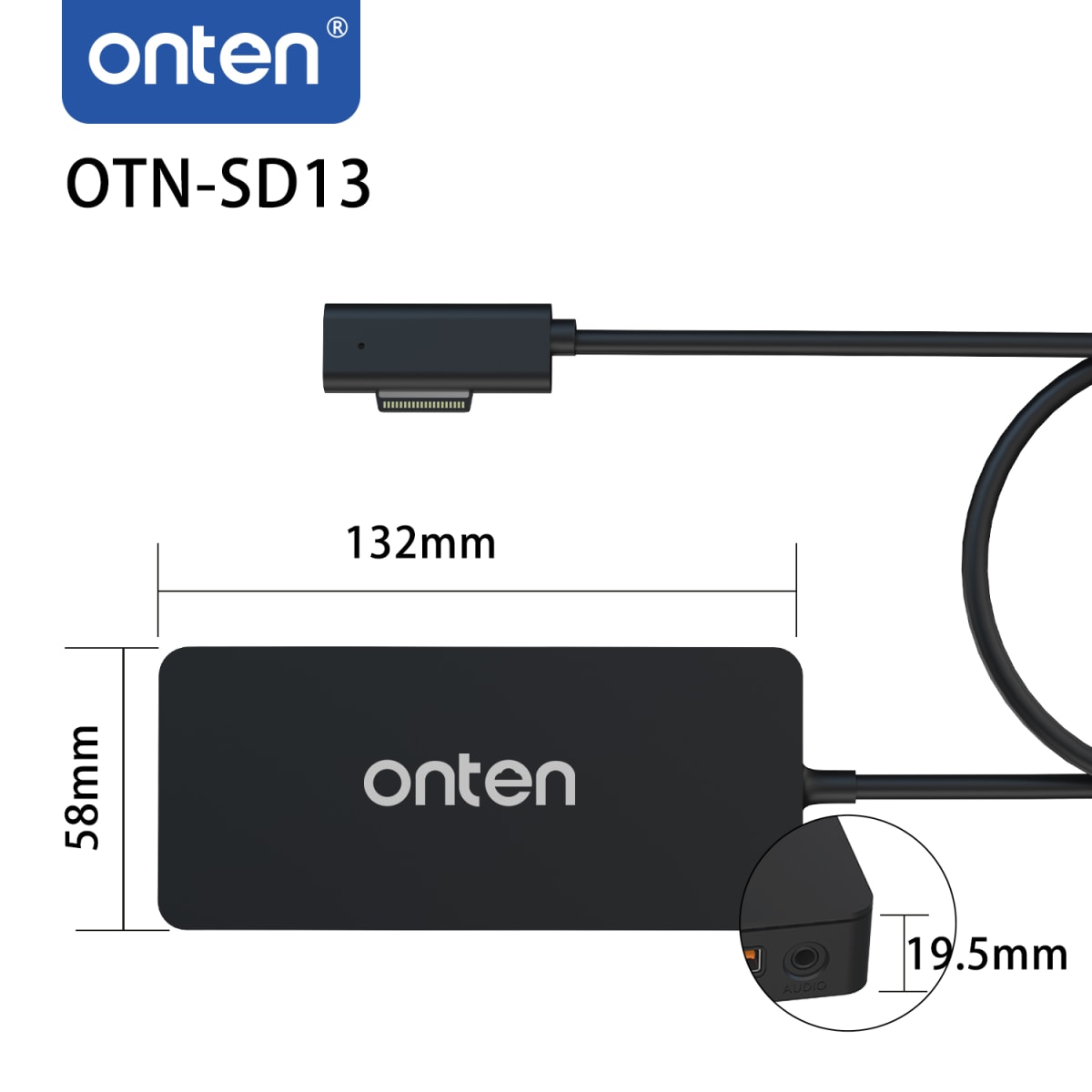 Hub 12 en 1 Surface - 2xHDMI/RJ45/2xUSB 3.0/2xUSB 2.0/QC 3.0/Jack 3.5mm/USB-C/DC 5.5/SD 3.0 Onten5
