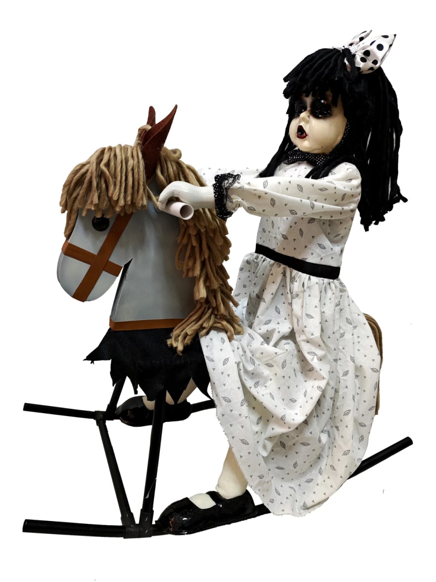 Muñeca en Caballo Mecedor Animatronics 72CM Halloween1
