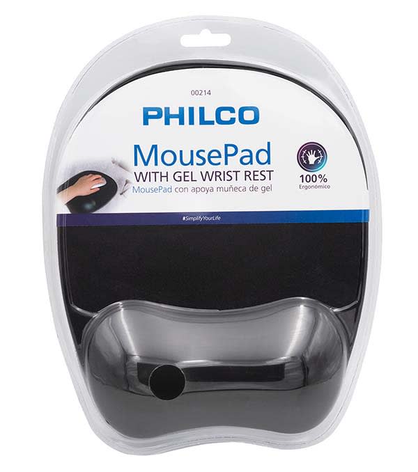 Mouse Pad Rígido con Gel Apoya Muñeca Philco4