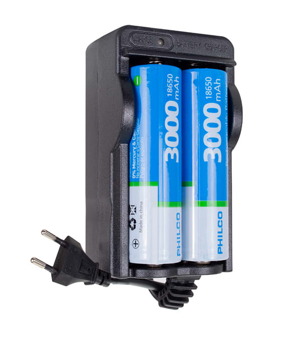 Cargador con 2 Baterías de Litio Recargables 18650 de 3000 mAh Philco2