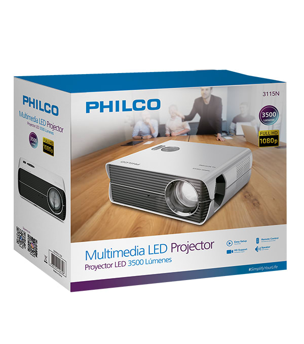Proyector Multimedia LED 3500 Lúmenes Philco3