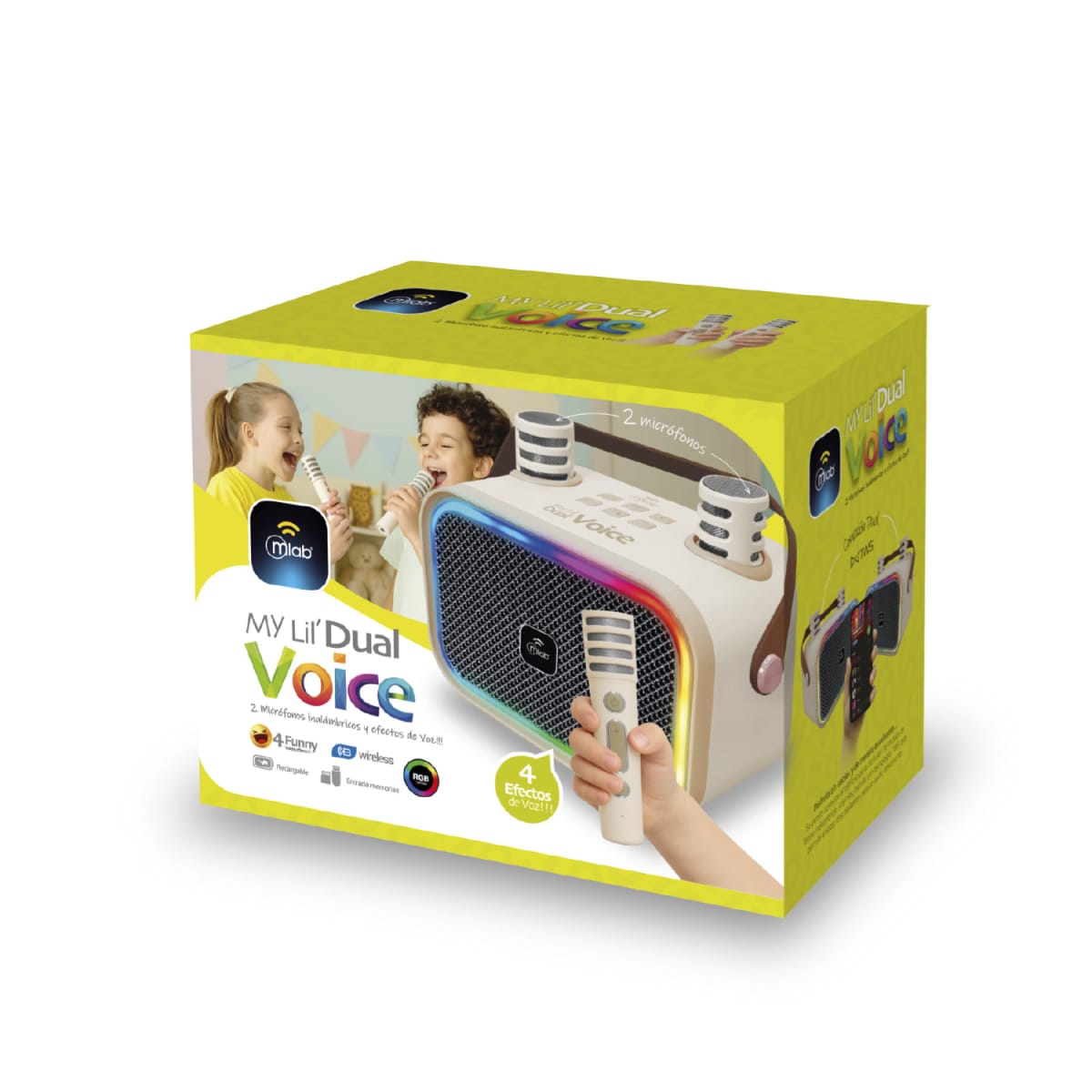 Parlante Karaoke My Lil Dual Voice + 2 Micrófonos Inalámbricos Mlab4