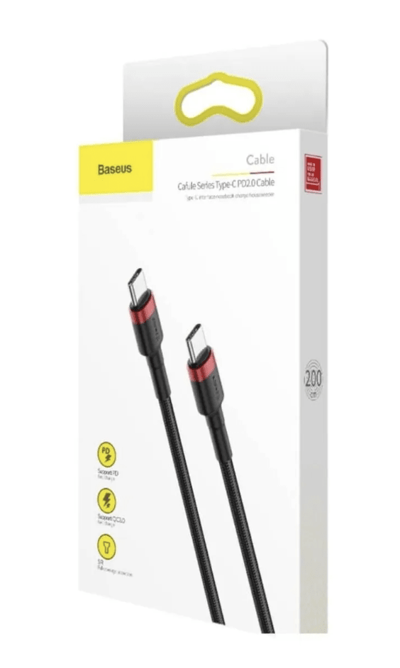 Cable USB-C a USB-C 60W Carga Rápida PD2.0 2 Metros Baseus1