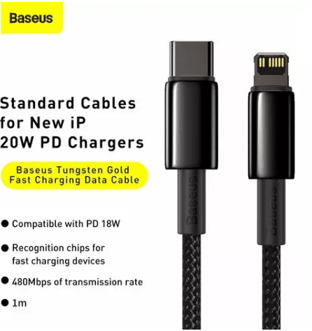 Cable USB-C a iPhone Lightning Tungsten 2 Metros Baseus3