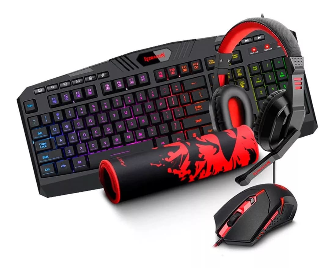 Kit Gamer 4 en 1 Teclado + Mouse + Mouse Pad + Audífonos S101-BA Redragon2