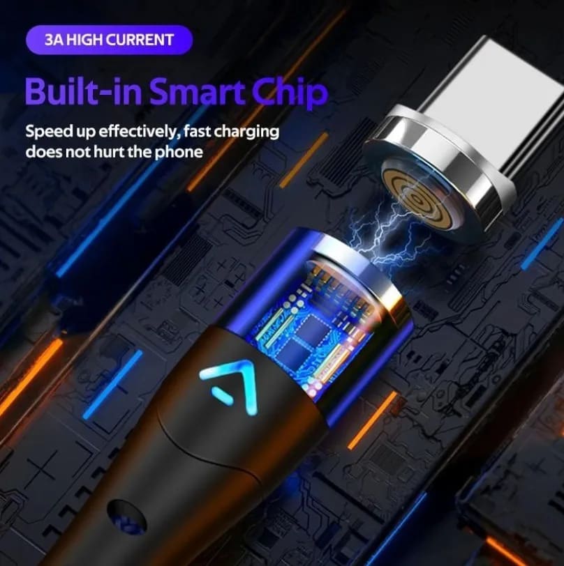 Cable Magnético USB 3 en 1 Carga Rápida 3A - USB-C / Micro USB / iPhone Lightning 1 Metro6