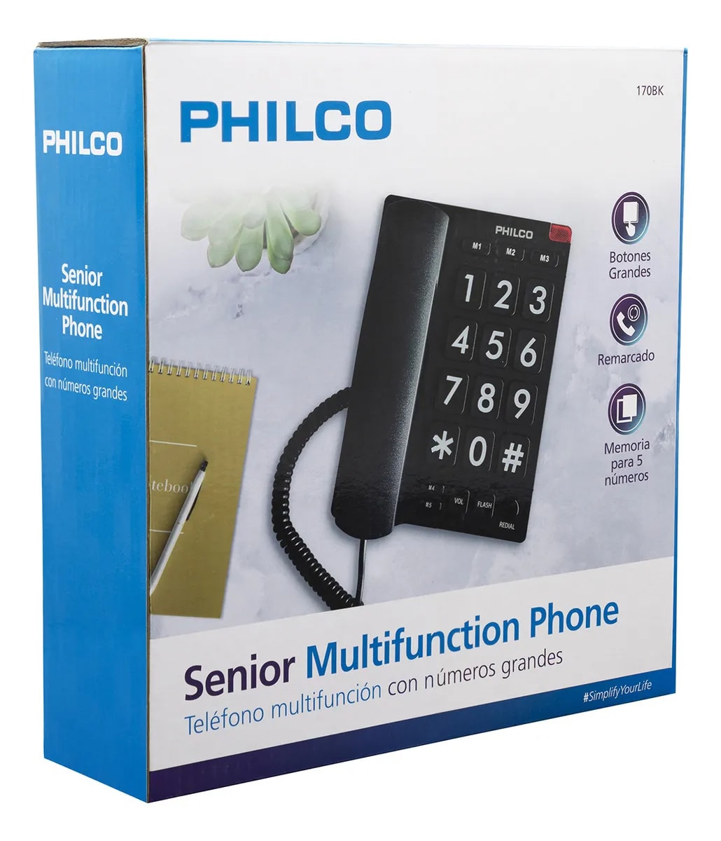 Teléfono Fijo Senior Multifunción con Números Grandes Philco4
