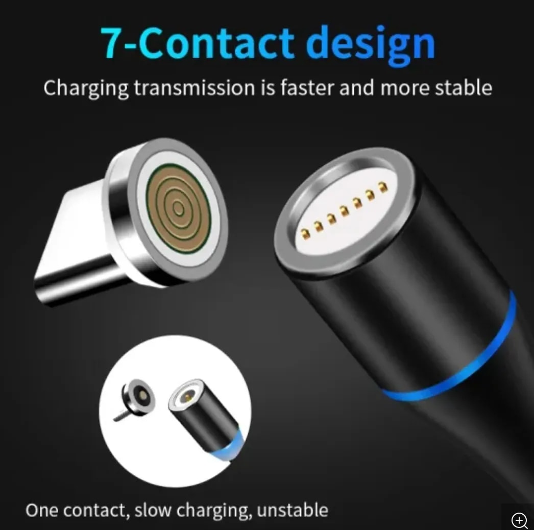 Cable Magnético USB 3 en 1 Carga Rápida 3A - USB-C / Micro USB / iPhone Lightning 1 Metro5