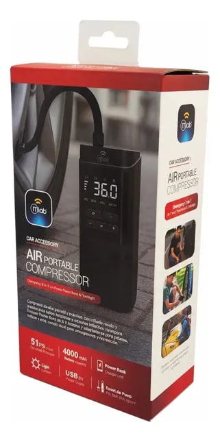 Compresor de Aire 50 PSI 4.000mAh + Linterna Mlab4