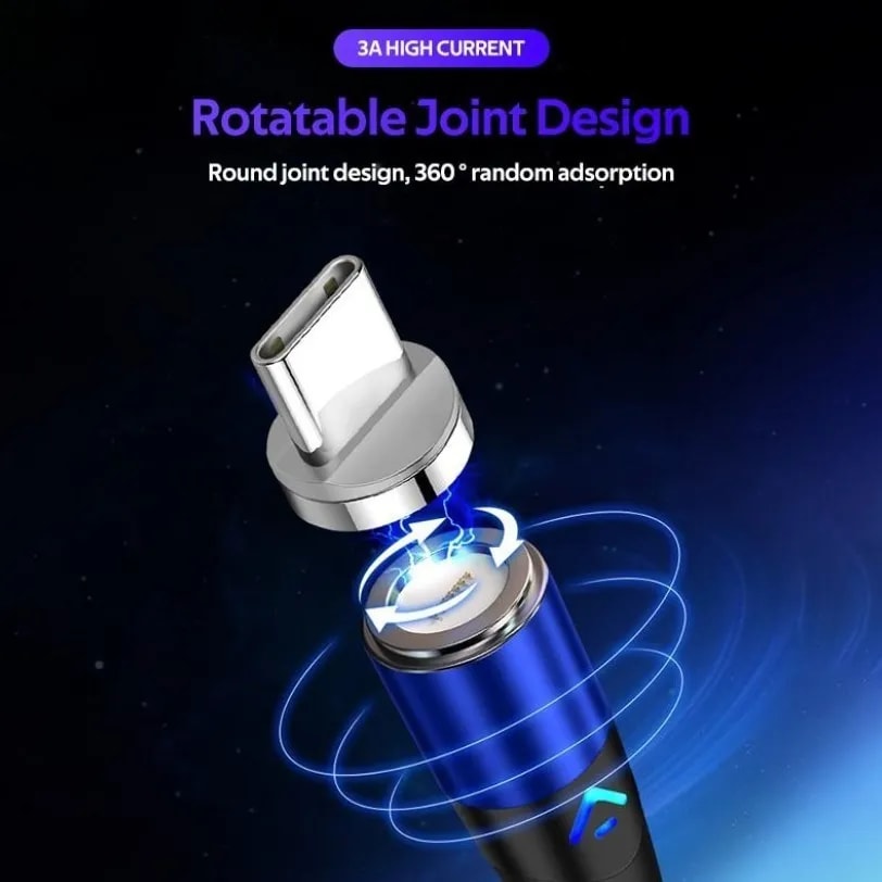 Cable Magnético USB 3 en 1 Carga Rápida 3A - USB-C / Micro USB / iPhone Lightning 1 Metro3