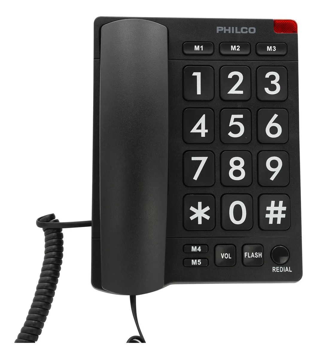 Teléfono Fijo Senior Multifunción con Números Grandes Philco1