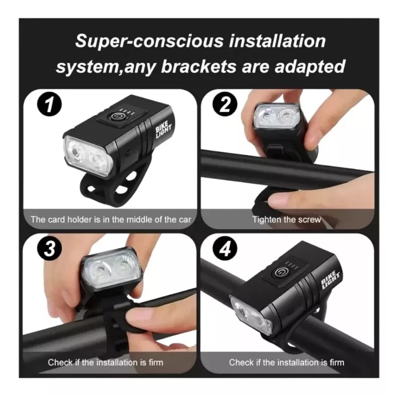 Luz Bicicleta Impermeable + LED Recargable Trasera Bike Light3